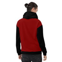 Black and Red Paneled '6' Unisex Hoodie