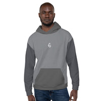 Gray Paneled '6' Unisex Hoodie