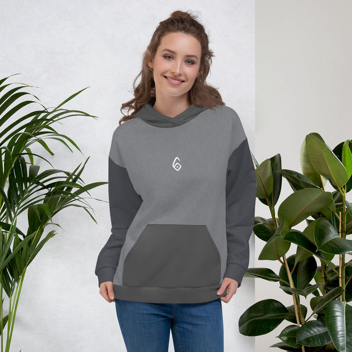 Gray Paneled '6' Unisex Hoodie