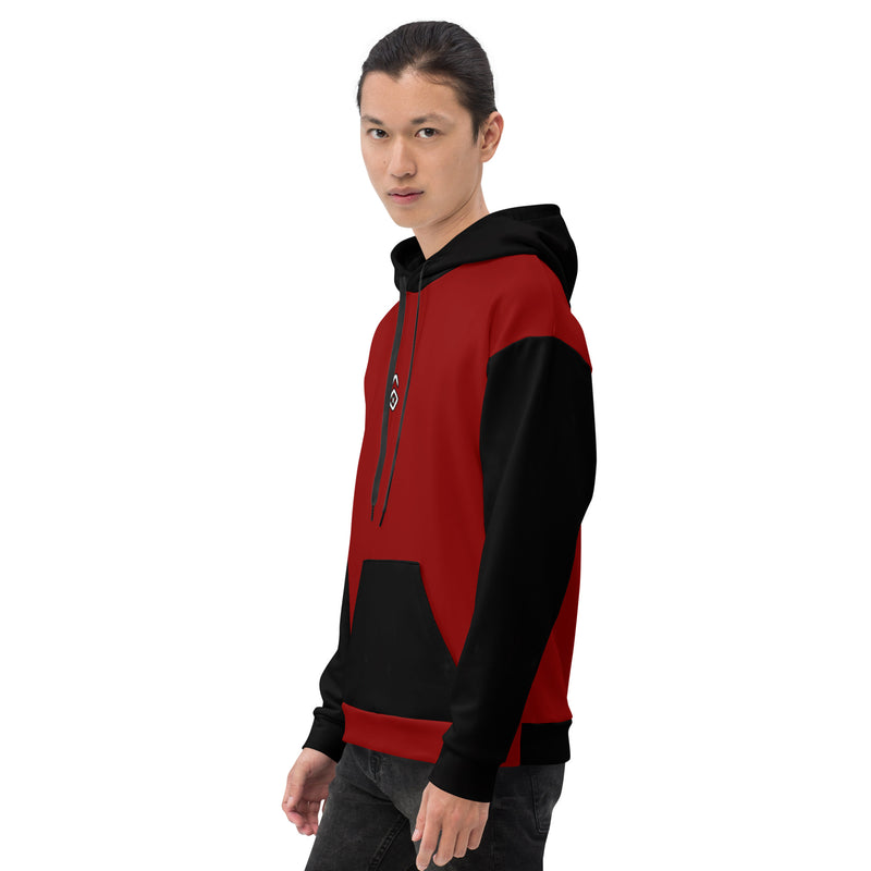 Black and Red Paneled '6' Unisex Hoodie