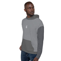 Gray Paneled '6' Unisex Hoodie