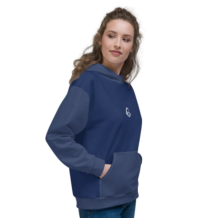 '6' Blue Paneled Unisex Hoodie